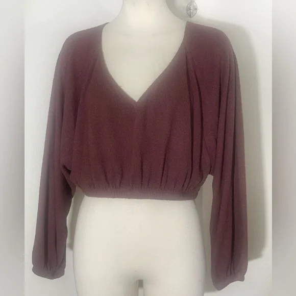 Urban outfitters out from under too small cropped long balloon sleeve boho fuzzy - Picture 1 of 8